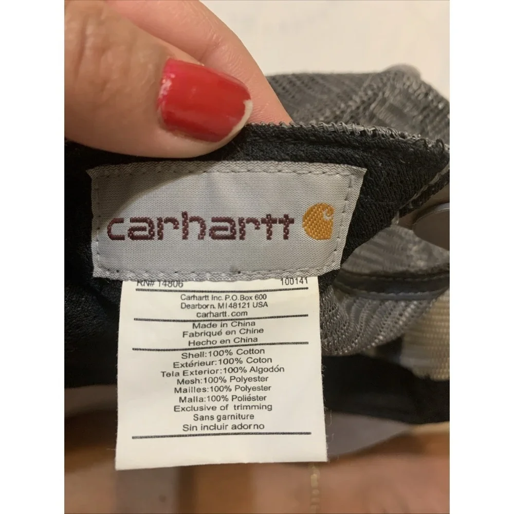 Carhartt Snapback Trucker Hat Cap Gray Adjustable Mesh Spellout Classic Grunge